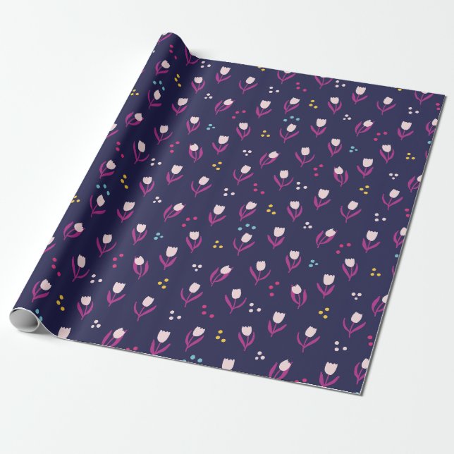 Papier Cadeau Motif Tulipe pourpre (Déroulé)