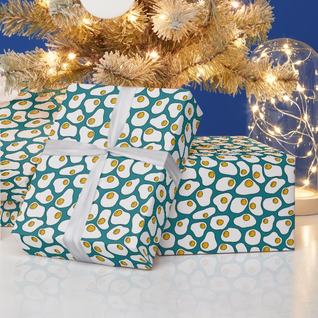 Papier Cadeau Motif turquoise d'oeufs frits (Vacances)