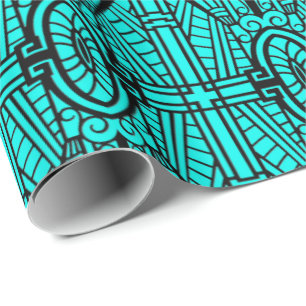 Papier Cadeau Motif, turquoise et noir architecturaux de Deco