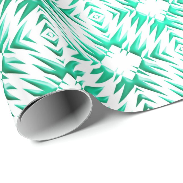 Papier Cadeau Motif turquoise géométrique abstrait (Coin rond)