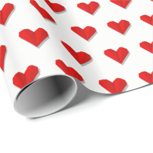Papier Cadeau Motif vectoriel origami cœur amour Saint-Valentin