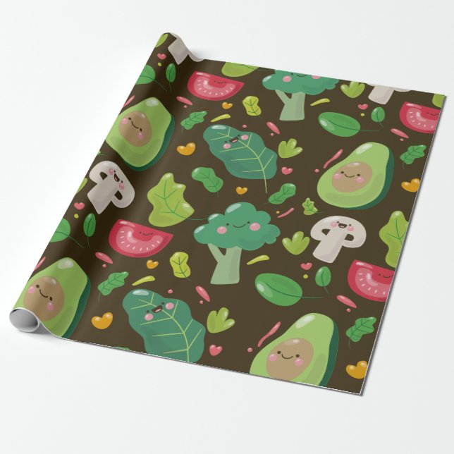 Papier Cadeau Motif végétal de caractères de bande dessinée (Déroulé)