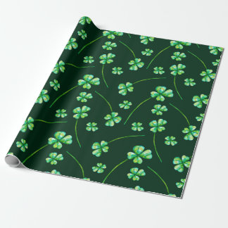 Papier Cadeau Motif vert chanceux avec des shamrocks