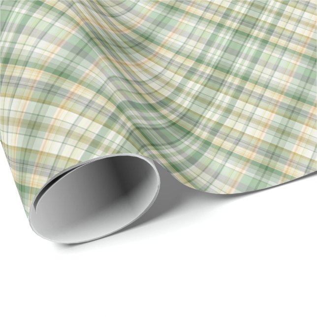 Papier Cadeau Motif vert de plaid (Coin rond)
