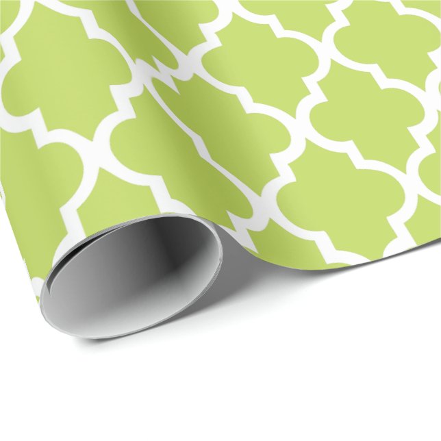 Papier Cadeau Motif vert de tuiles de Quatrefoil de kiwi (Coin rond)