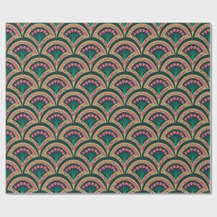 Papier Cadeau motif vert en forme de coquillage