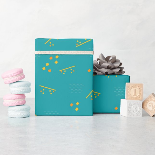 Papier cadeau Motif vert Lignes & Carré (Baby Shower)
