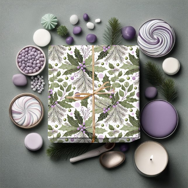 Papier Cadeau Motif vert pourpre n° 17 ID1009 (Créateur téléchargé)