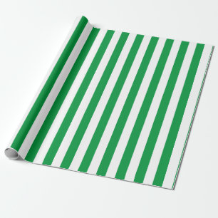 Papier Cadeau Motif vertical en vert et blanc