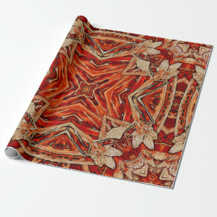 Papier Cadeau motif vintage Art nouveau coloré ornemental en