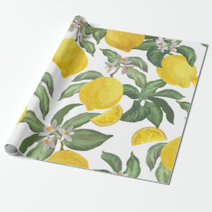 Papier Cadeau Motif vintage au citron sans soudure. Retour de fr