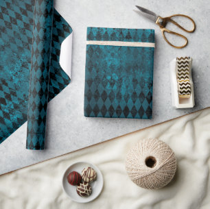 Papier Cadeau Motif vintage Blue & Black Harlequin