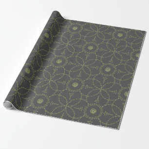 Papier Cadeau Motif vintage classique, vert et gris