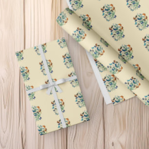 Papier Cadeau motif vintage de fleurs et de papillons