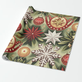 Papier Cadeau Motif Vintage de Noël