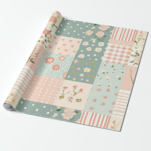 Papier Cadeau Motif vintage en écorce florale - Pastel (6)