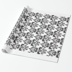 Papier Cadeau Motif vintage noir et blanc Girly 2 de damassé