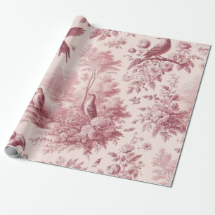 Papier Cadeau Motif Vintage rose toile
