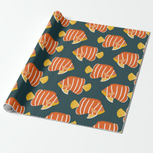 Papier Cadeau Motif vintage sans soudure avec poisson. Conceptio