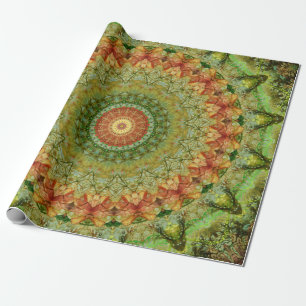 Papier Cadeau Motif vintage vert de Bohême