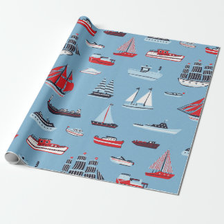 Papier Cadeau motif vintage voyage bateau
