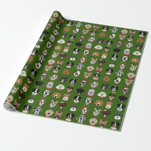 Papier Cadeau Motif visage chien de Noël