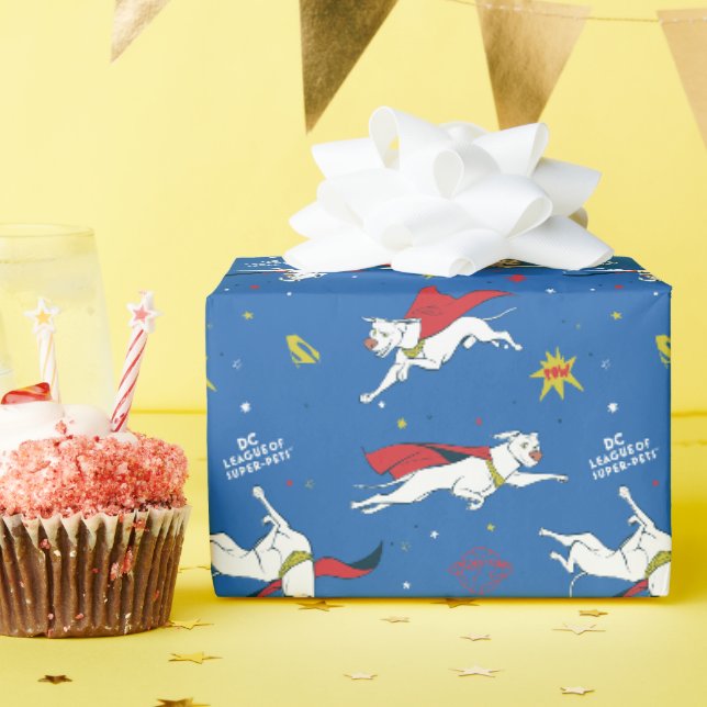 Papier Cadeau Motif volant Krypto (Fête d'anniversaire)