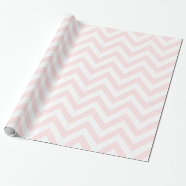 Papier Cadeau Motif XL Chevron ZigZag rose clair (Déroulé)