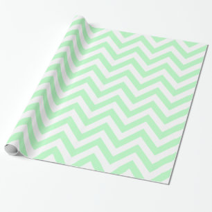 Papier Cadeau Motif ZigZag Chevron XL Blanc Menthe