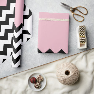 Papier Cadeau Motif Zigzag noir et blanc, Chevron, rose