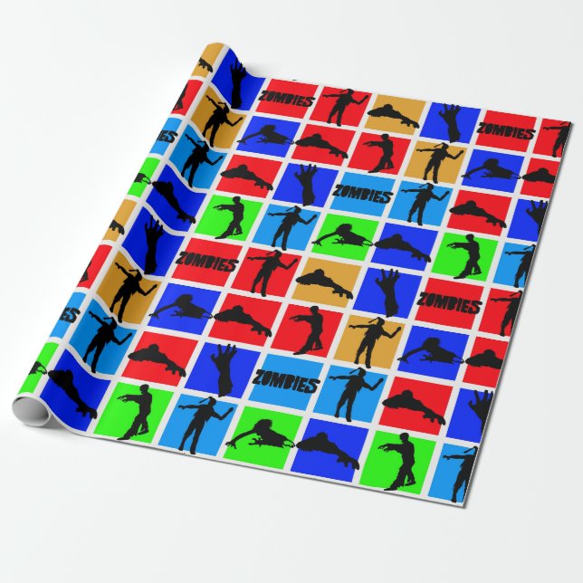 Papier Cadeau Motif Zombies coloré (Déroulé)