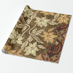 Papier Cadeau Motifs batik indonésiens avec patte de flore et d