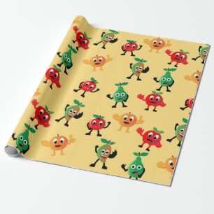 Papier Cadeau Motifs de design avec joli caractère de fruits