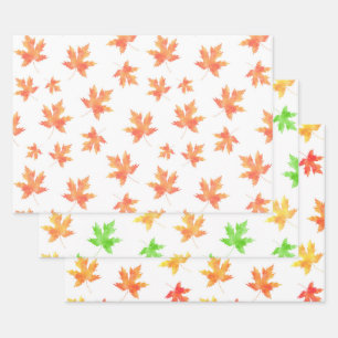 Papier Cadeau Motifs de feuille d'érable aquarelle