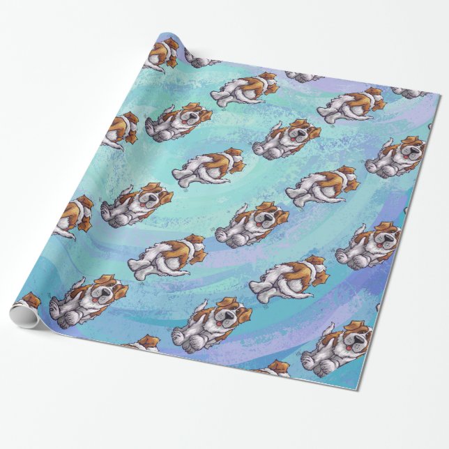 Papier Cadeau Motifs de têtes et de queues de St Bernard (Déroulé)
