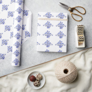 Papier Cadeau Motifs floraux vintages de fleurs pourpres