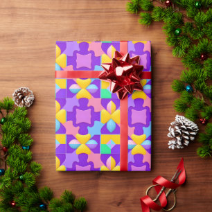 Papier Cadeau Motifs géométriques abstraits colorés