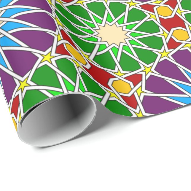 Papier Cadeau Motifs géométriques islamiques (Coin rond)