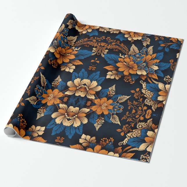 Papier Cadeau Motifs javanais Batik, étape de répétition motif (Déroulé)