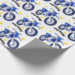 Papier Cadeau Moto bleu et papier d'enveloppement de message per