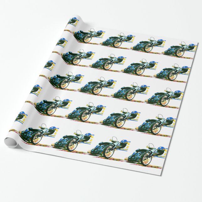 Papier Cadeau Moto impressionnante rapide de speed-way (Déroulé)