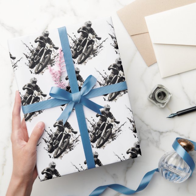 Papier Cadeau Moto Motorcross Dirt Bike Wrapt Papier (Cadeaux)