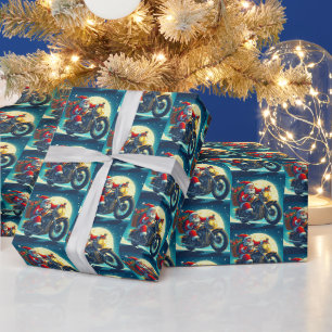 Papier Cadeau Moto Noël du Père Noël