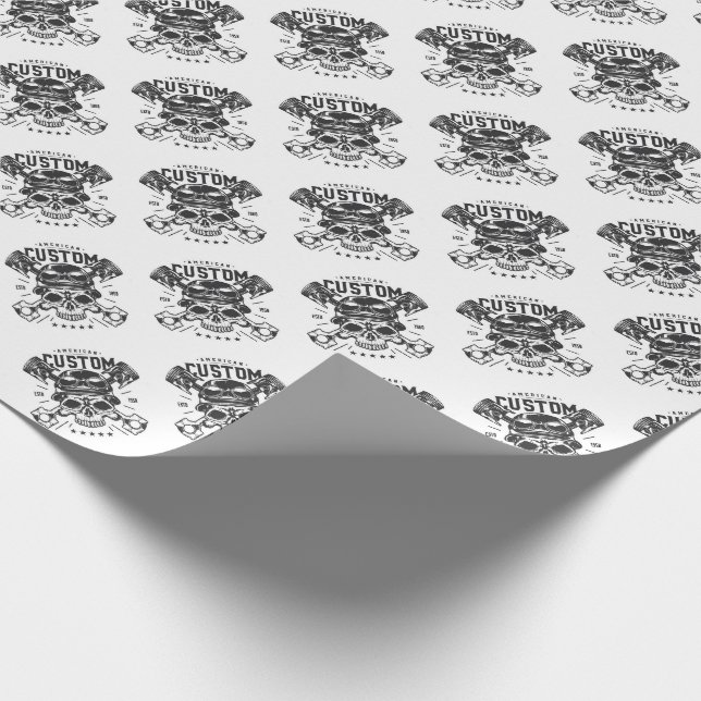 Papier Cadeau Motocyclettes personnalisées Viking Skull (Coin)