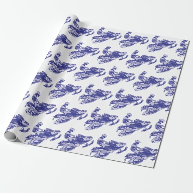 Papier Cadeau Motoneige au Camouflage bleu (Déroulé)