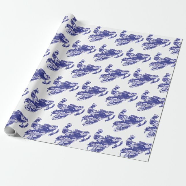Papier Cadeau Motoneige en Camouflage Blue (Déroulé)