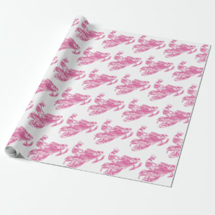 Papier Cadeau Motoneige en Camouflage rose