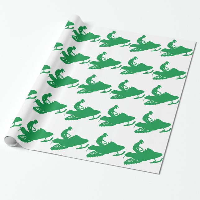 Papier Cadeau Motoneige verte (Déroulé)