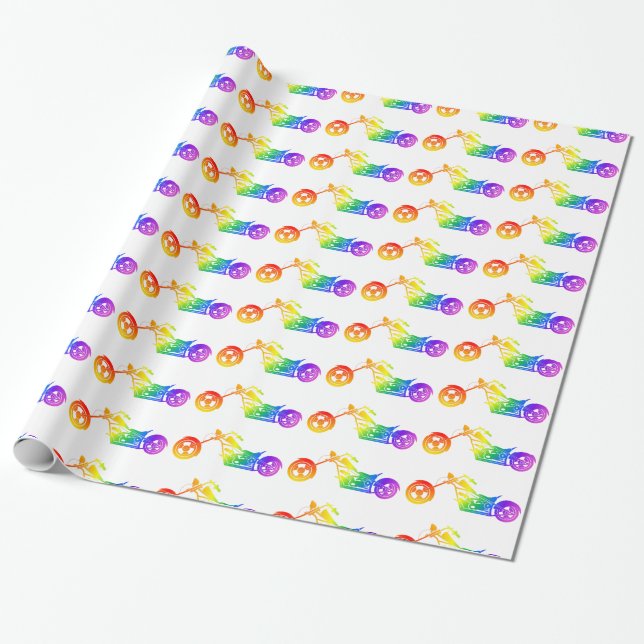 Papier Cadeau Motorcycle arc-en-ciel (Déroulé)