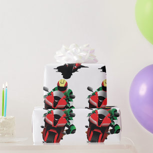 Papier Cadeau Motorcycliste équitation Red Sportbike
